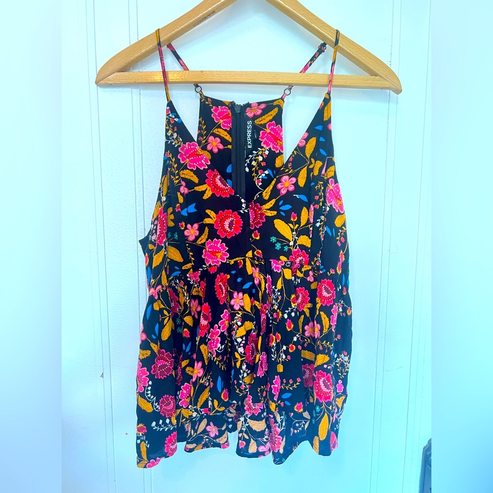 Express floral peplum cotton top